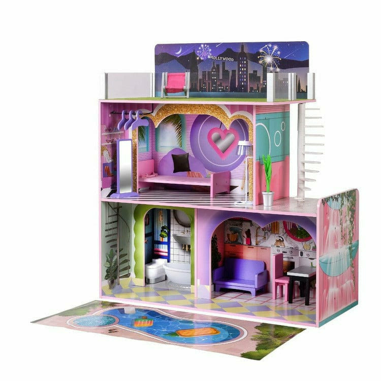 Kids Dreamland Sunset 3-Level Dollhouse Set for 12" Dolls