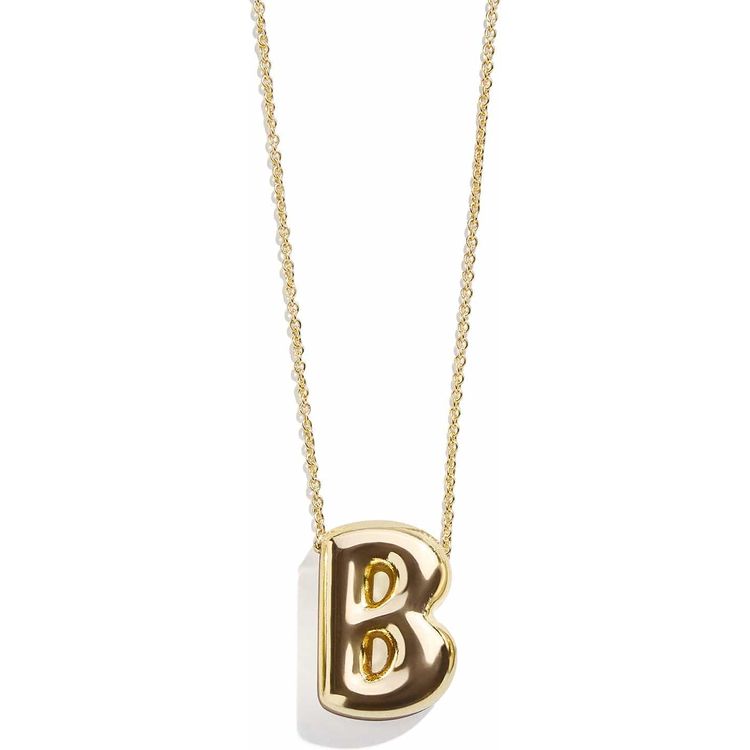 Gold Bubble Initial Necklace - B