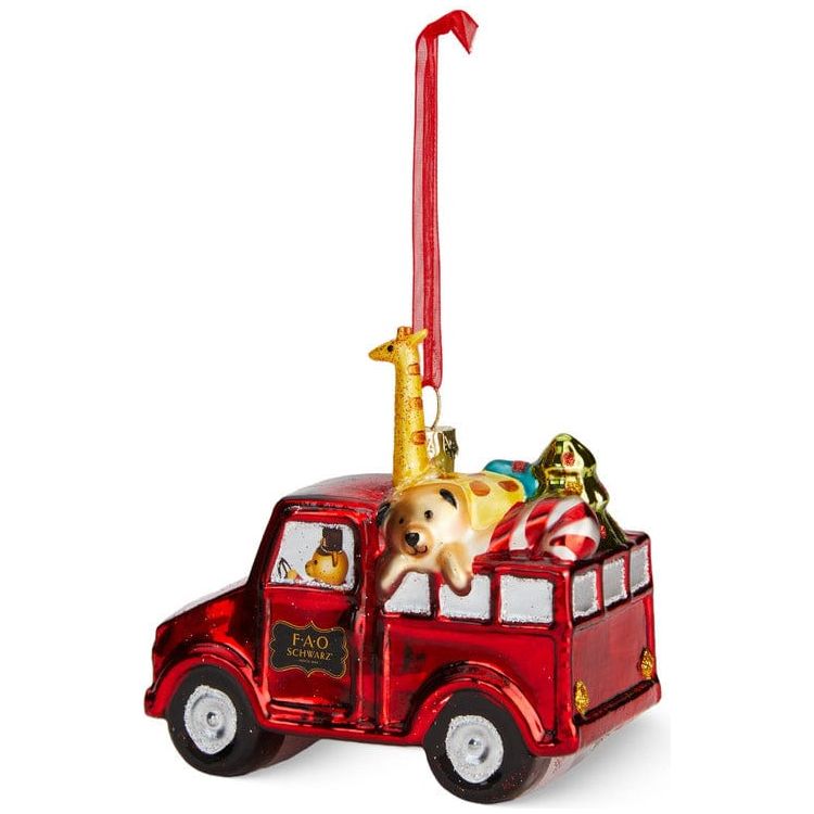 Toy Delivery Truck Glass Ornament