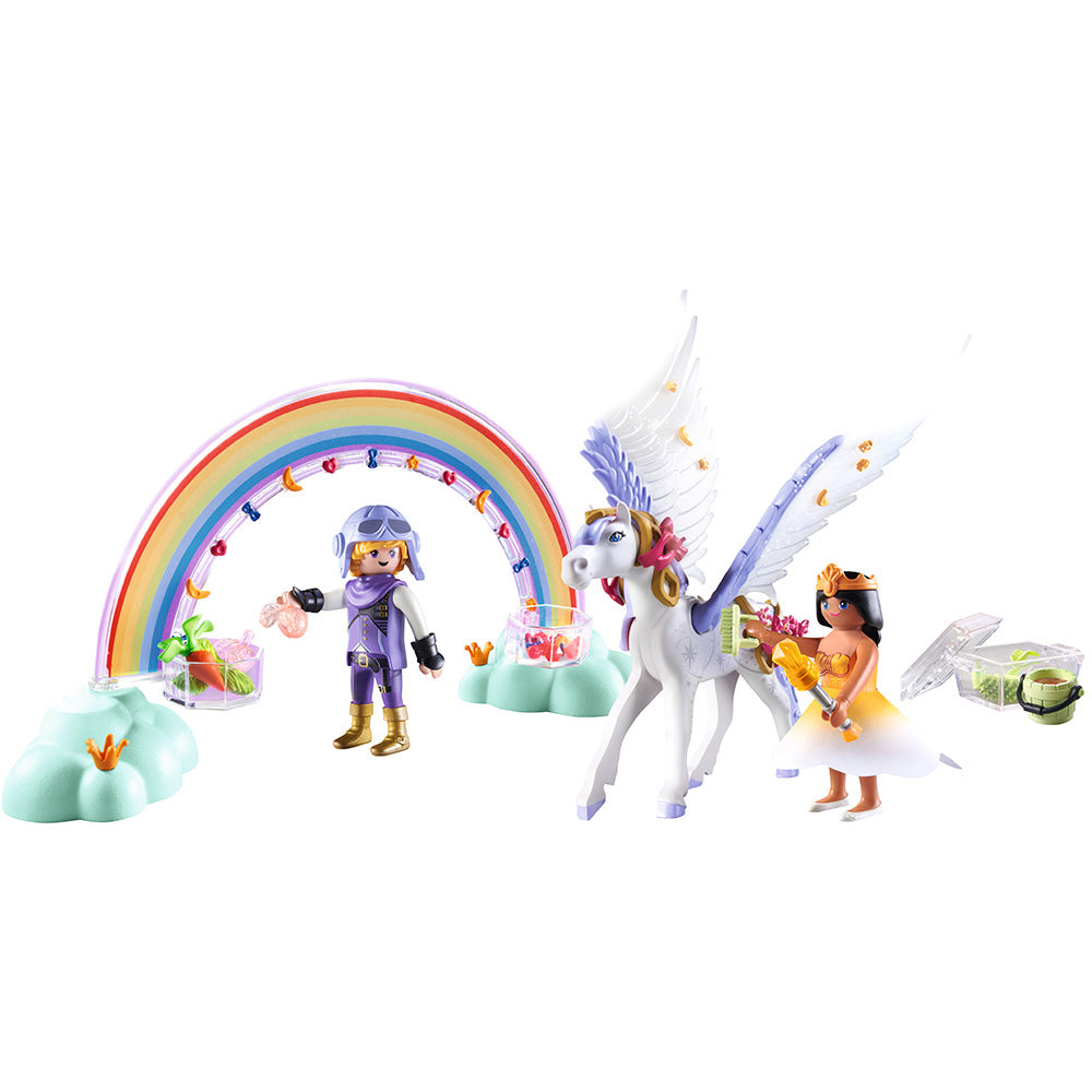 Pegasus with Rainbow in the Clouds Playset