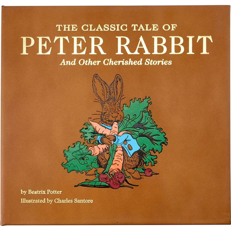 "The Classic Tale of Peter Rabbit" Book in Tan Bonded Leather