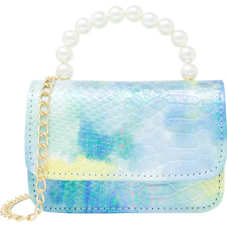 Tie Dye Crocodile Pearl Handle Bag - Blue