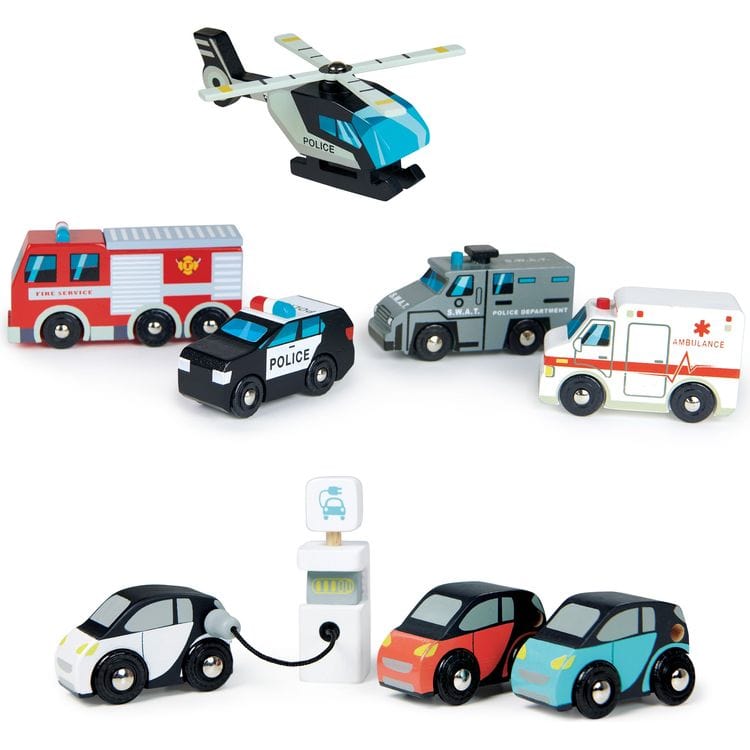 Urban Collection of Wooden Vehicle Toys